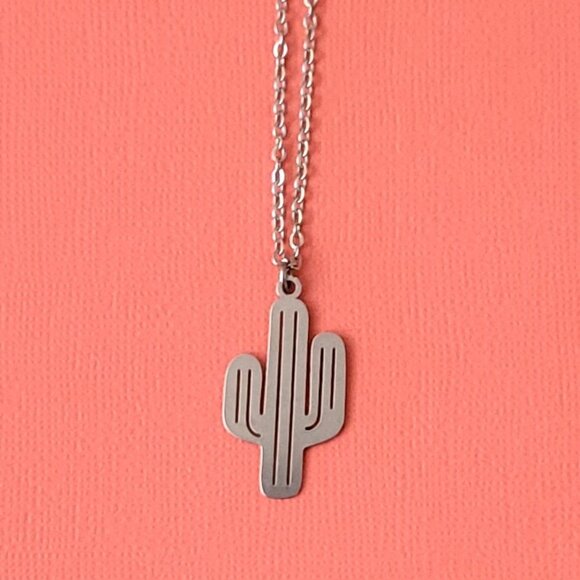 CACTUS Stainless Steel Charm Chain Necklace 24" Arizona Western Cowgirl - Picture 6 of 8